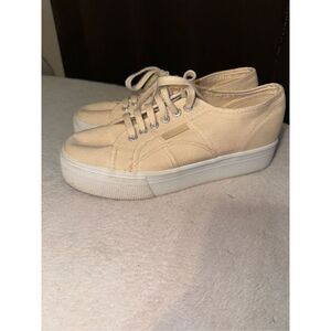 Superga beige platform sneakers size 9